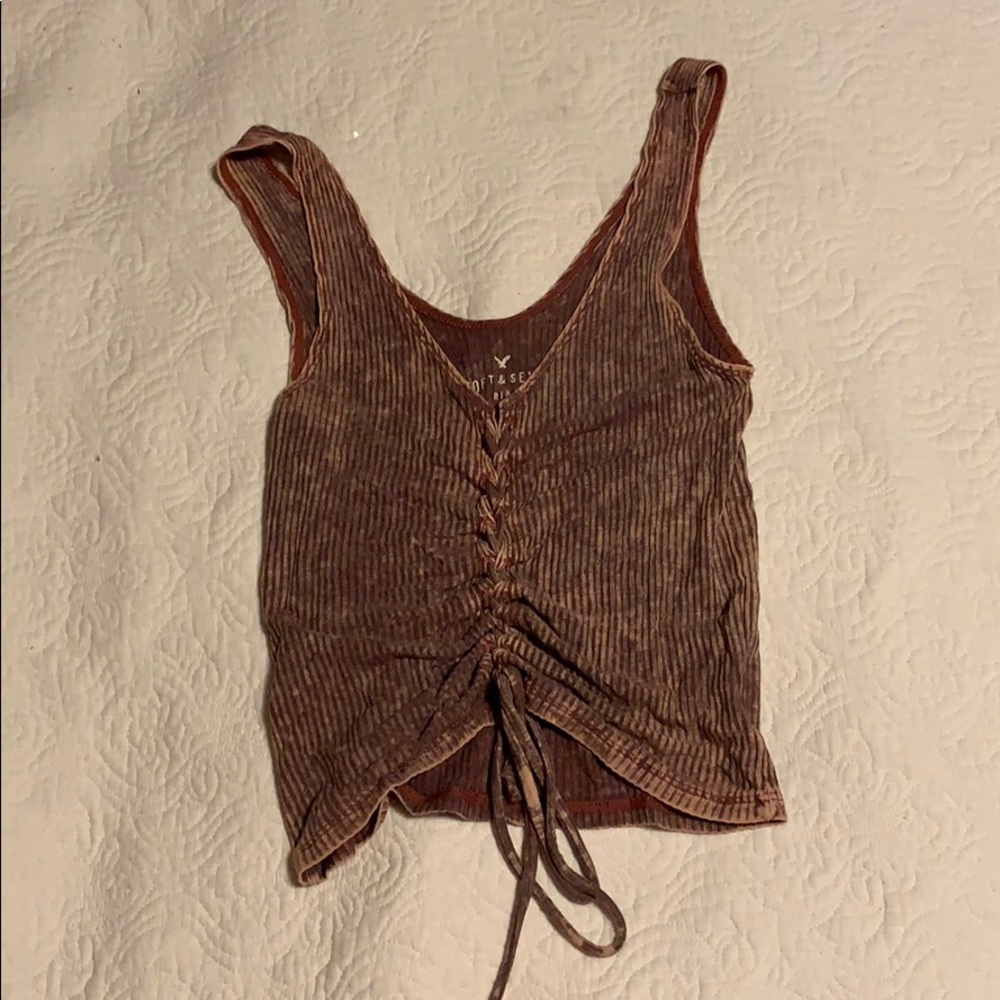 Lace up front tank top